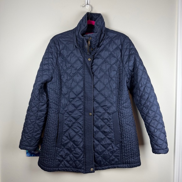 Marc New York Andrew Marc Quilted Trench Navy Blue Coat Jacket Zip Up Large - Picture 1 of 11